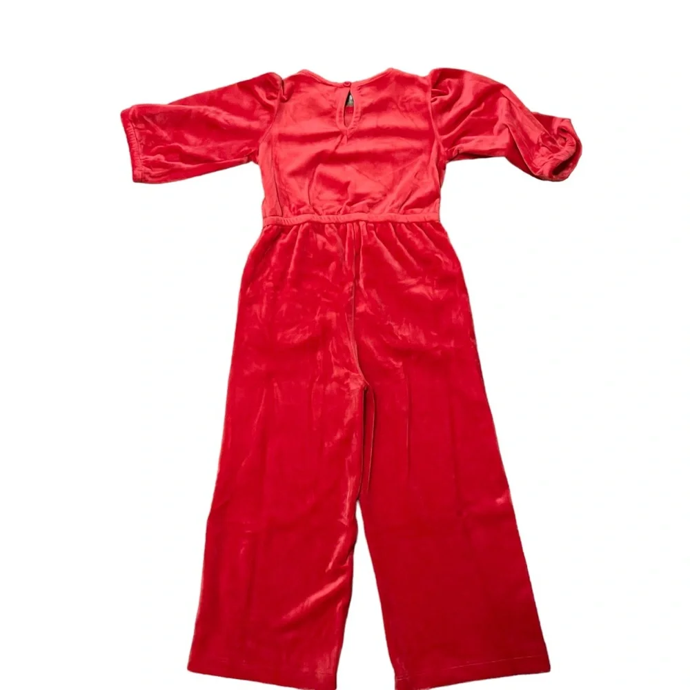 NWT Hanna Andersson Red Velour Jumpsuit size 4 (100).‎